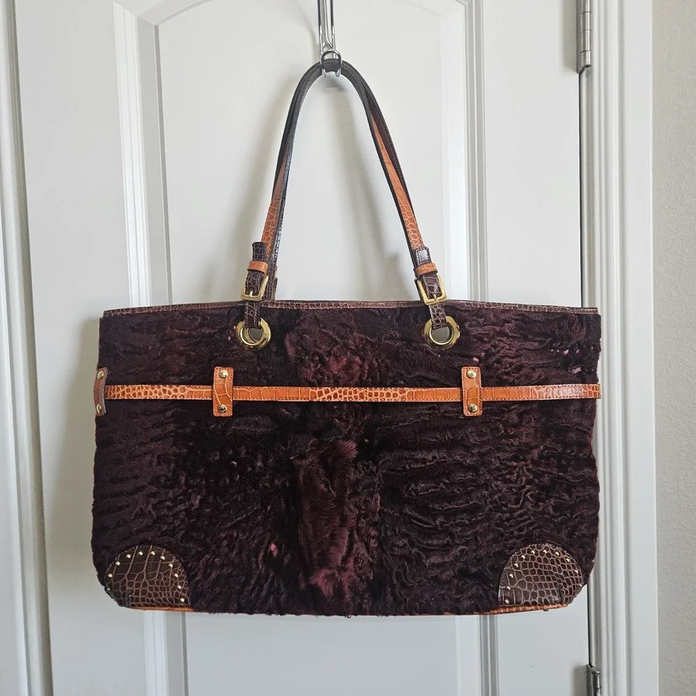 ETRO Velvet Embossed Leather Tote Bag‎ Purse